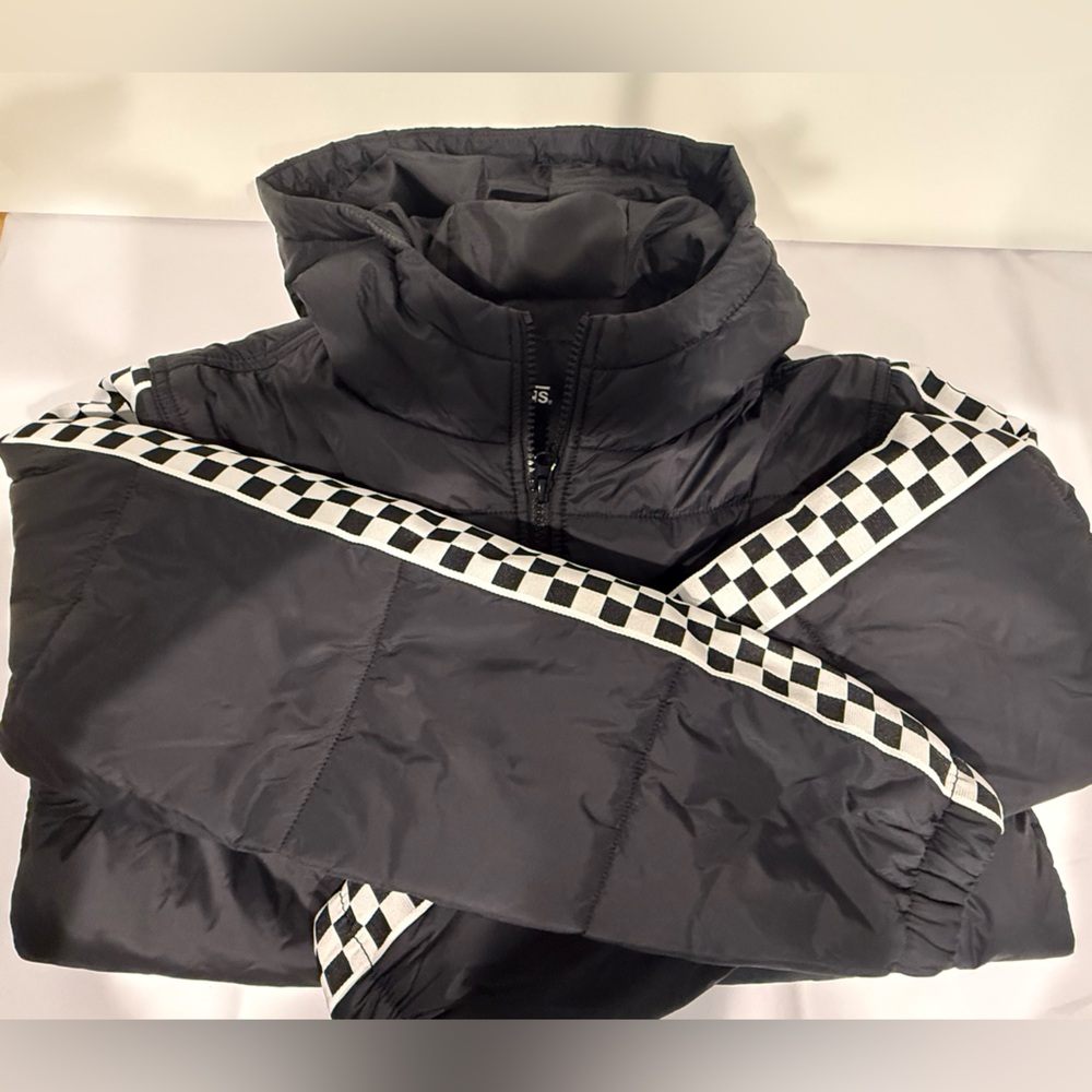 Women’s Vans Black Puffer Jacket with Checkered Trim